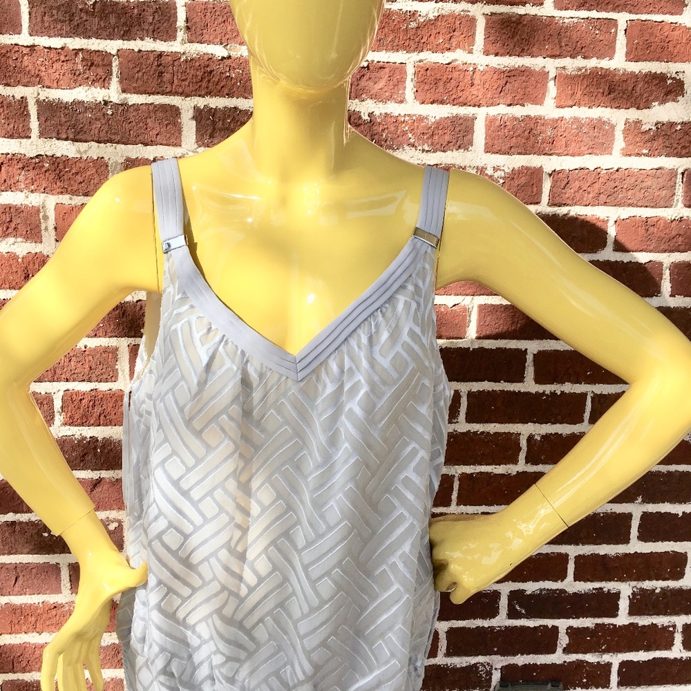Silver/Grey V-Neck  Sleeveless Blouse